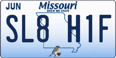 MO license plate SL8H1F