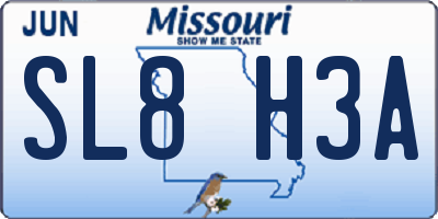 MO license plate SL8H3A