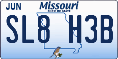 MO license plate SL8H3B