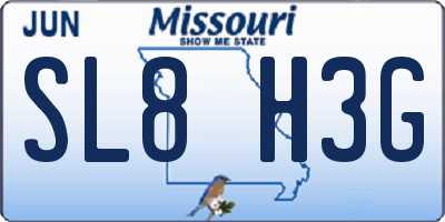 MO license plate SL8H3G