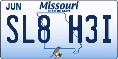MO license plate SL8H3I