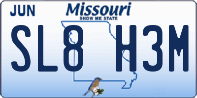 MO license plate SL8H3M