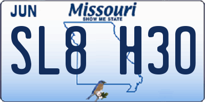MO license plate SL8H3O