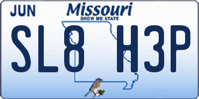MO license plate SL8H3P