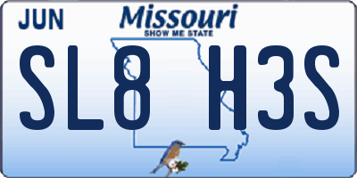 MO license plate SL8H3S