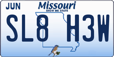 MO license plate SL8H3W