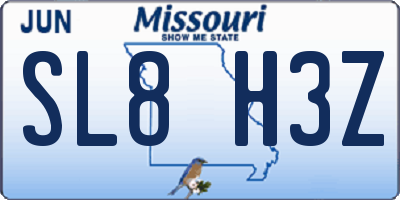 MO license plate SL8H3Z