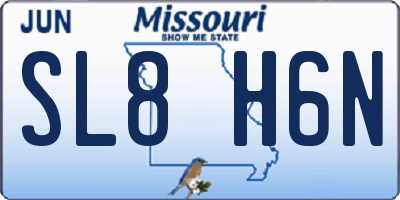 MO license plate SL8H6N