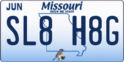 MO license plate SL8H8G