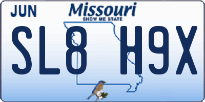 MO license plate SL8H9X