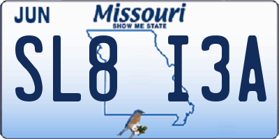 MO license plate SL8I3A