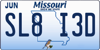 MO license plate SL8I3D