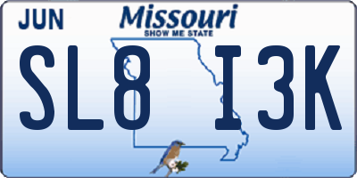 MO license plate SL8I3K