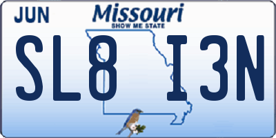 MO license plate SL8I3N