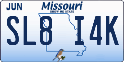 MO license plate SL8I4K