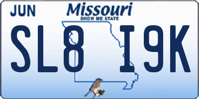 MO license plate SL8I9K