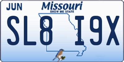MO license plate SL8I9X