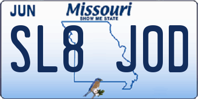 MO license plate SL8J0D