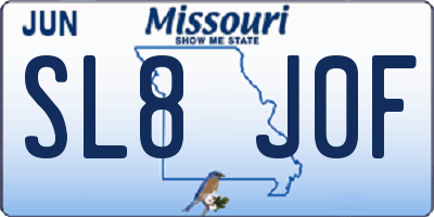 MO license plate SL8J0F