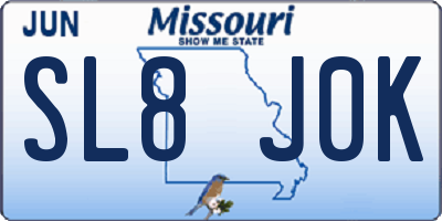 MO license plate SL8J0K