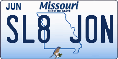 MO license plate SL8J0N