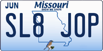 MO license plate SL8J0P