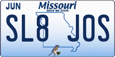 MO license plate SL8J0S