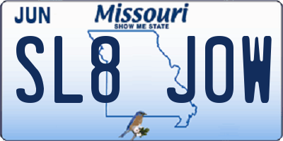 MO license plate SL8J0W