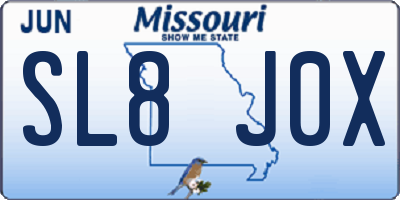 MO license plate SL8J0X
