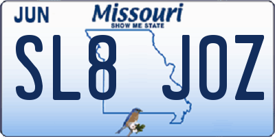 MO license plate SL8J0Z