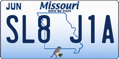 MO license plate SL8J1A