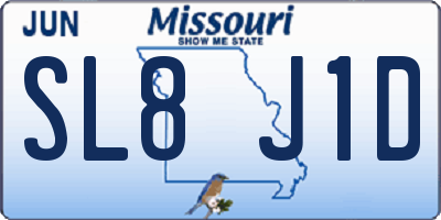 MO license plate SL8J1D