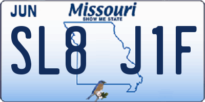 MO license plate SL8J1F