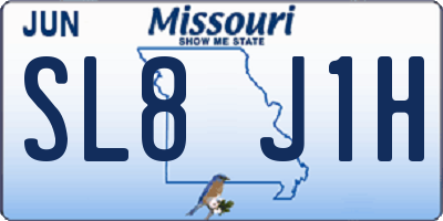 MO license plate SL8J1H