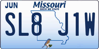 MO license plate SL8J1W