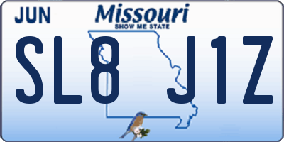 MO license plate SL8J1Z
