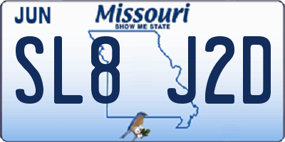 MO license plate SL8J2D
