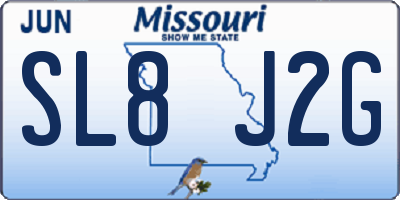 MO license plate SL8J2G