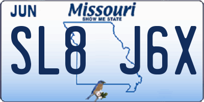 MO license plate SL8J6X
