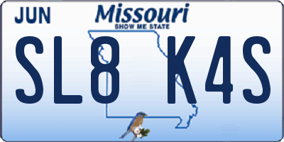 MO license plate SL8K4S