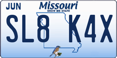 MO license plate SL8K4X