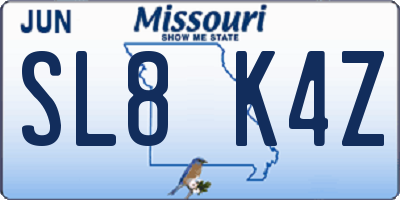 MO license plate SL8K4Z