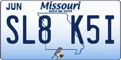 MO license plate SL8K5I