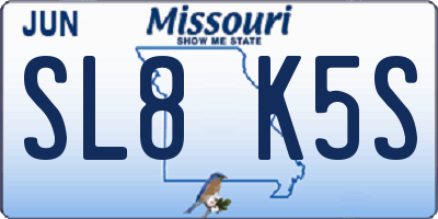 MO license plate SL8K5S