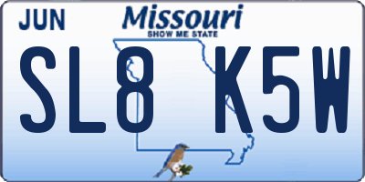 MO license plate SL8K5W