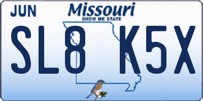 MO license plate SL8K5X