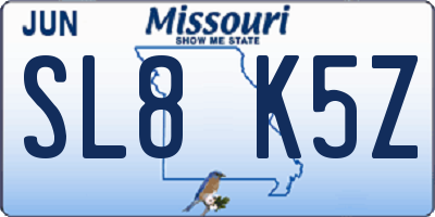 MO license plate SL8K5Z