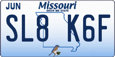 MO license plate SL8K6F