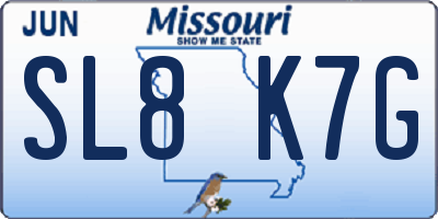 MO license plate SL8K7G