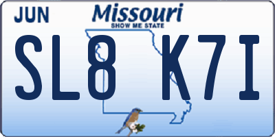 MO license plate SL8K7I